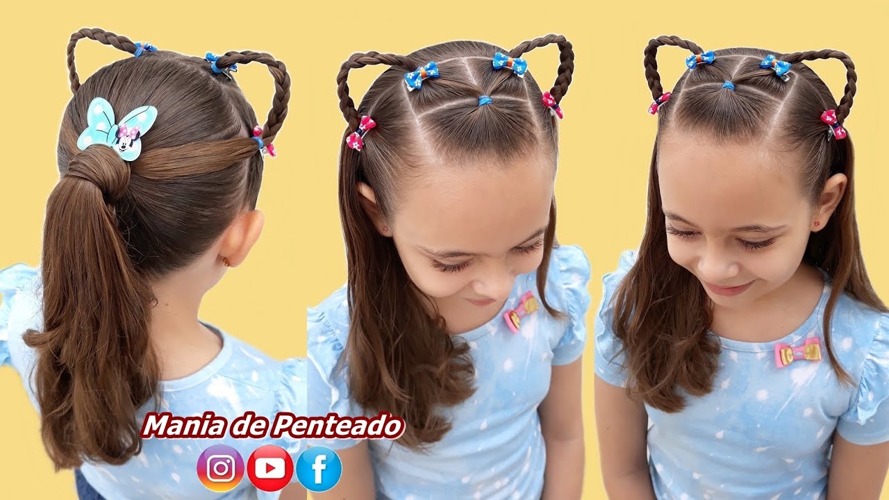 Penteado Infantil Fofo com Orelhinhas de Gatinho 😻| Braided Cat Ears | Cute Girls Hairstyles 😻