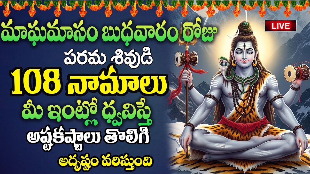Live: మాఘమాసం బుధవారంరోజు పరమశివుడి 108 నామాలు మీ ఇంట్లో ధ్వనిస్తే అష్టకష్టాలు తొలిగి..| @MK tv‬