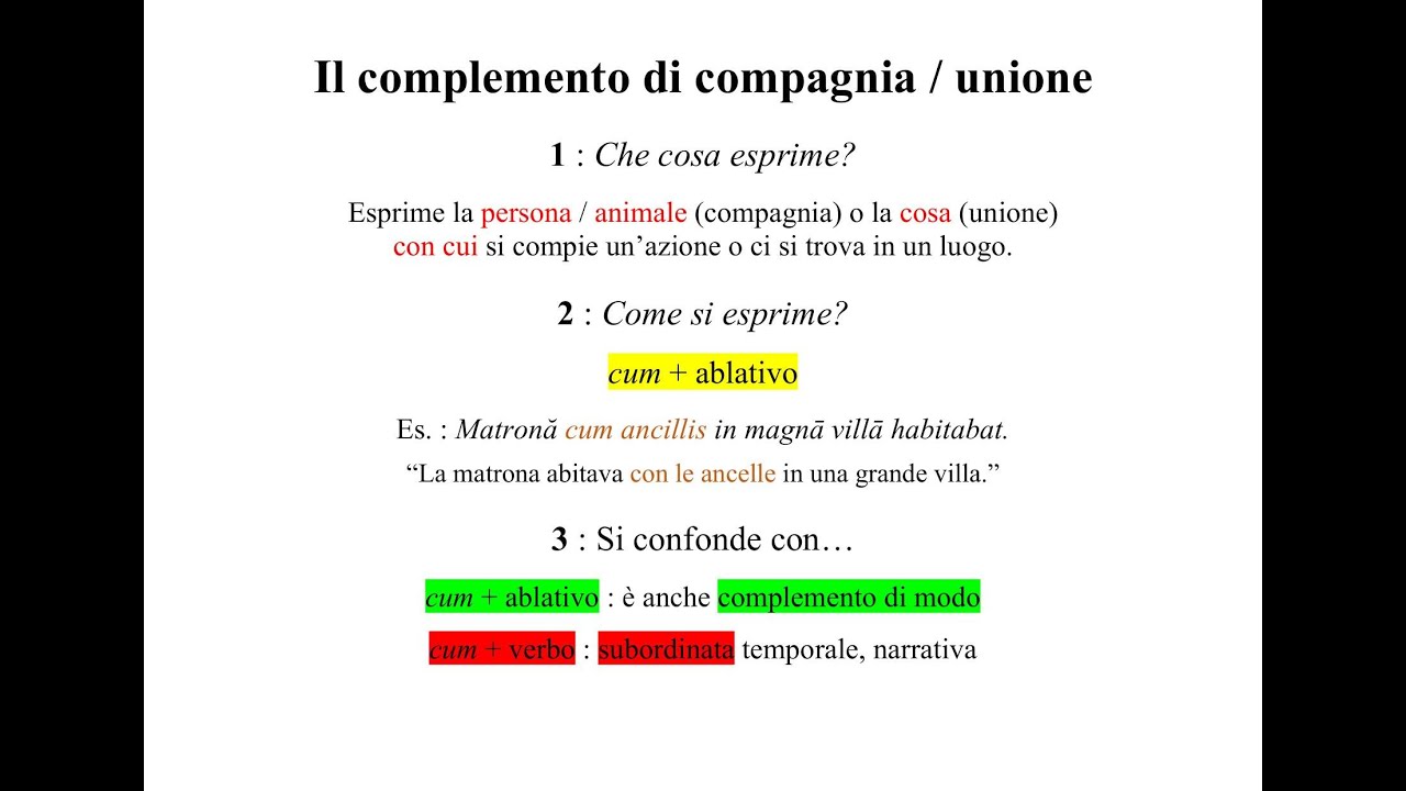 Il complemento di compagnia e di unione in latino - Pillole di Latino