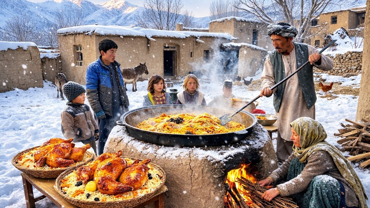 Survival in the Snow | Afghan Elderly Couple Baking Bread in Harsh Winter Conditions