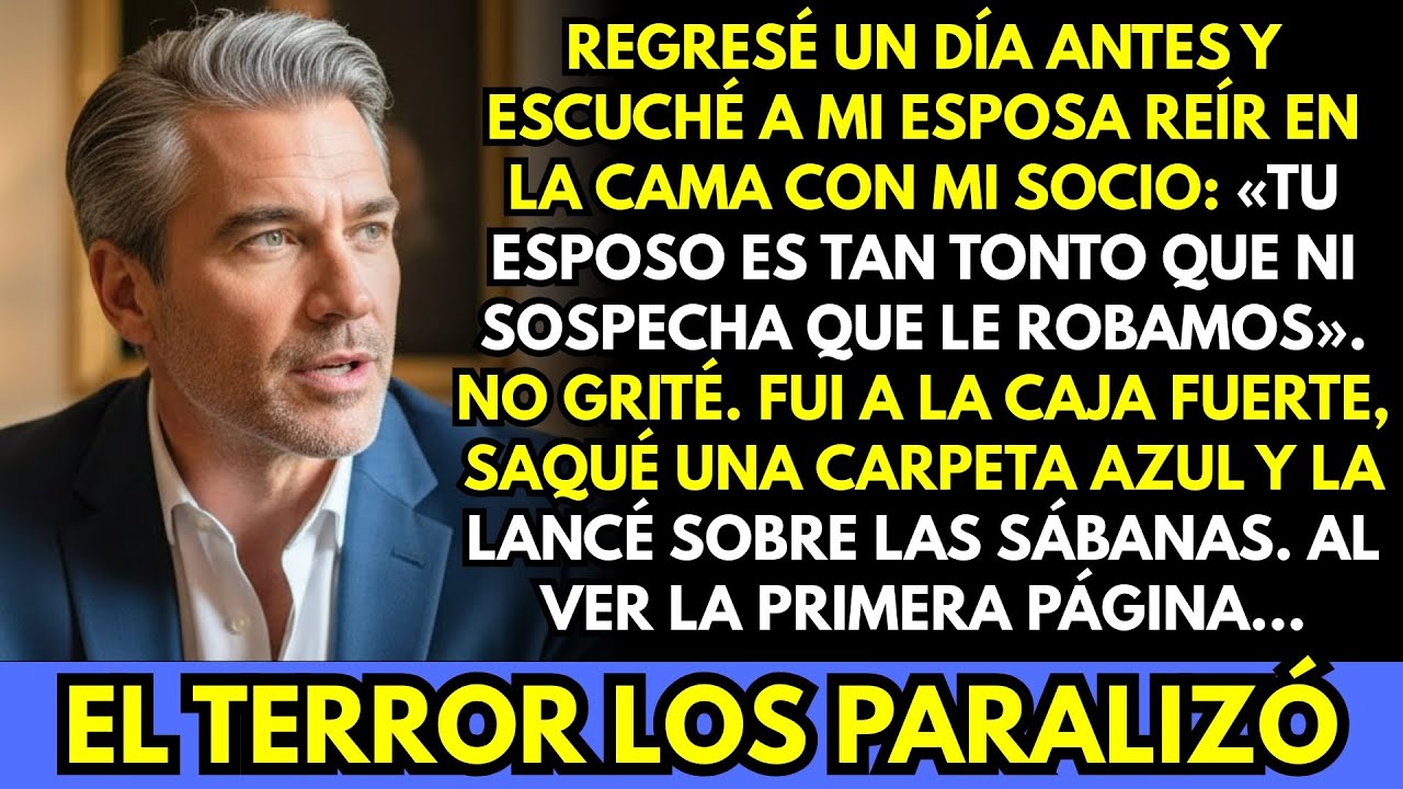 «Tu esposo es tan tonto», se burló mi socio con mi esposa. Pero al ver la carpeta azul...