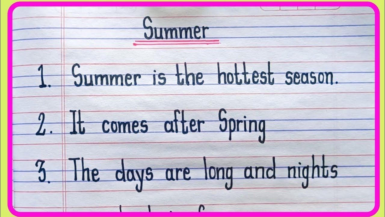 10 Lines Easy Essay On Summer Season In English | Summer 10 Lines | Summer Essay Writing