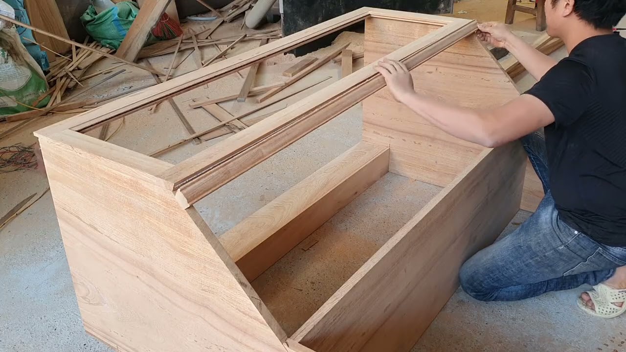 Techniques Woodworking Craft Workers // How To Make A TV Cabinet With A Unique Shape