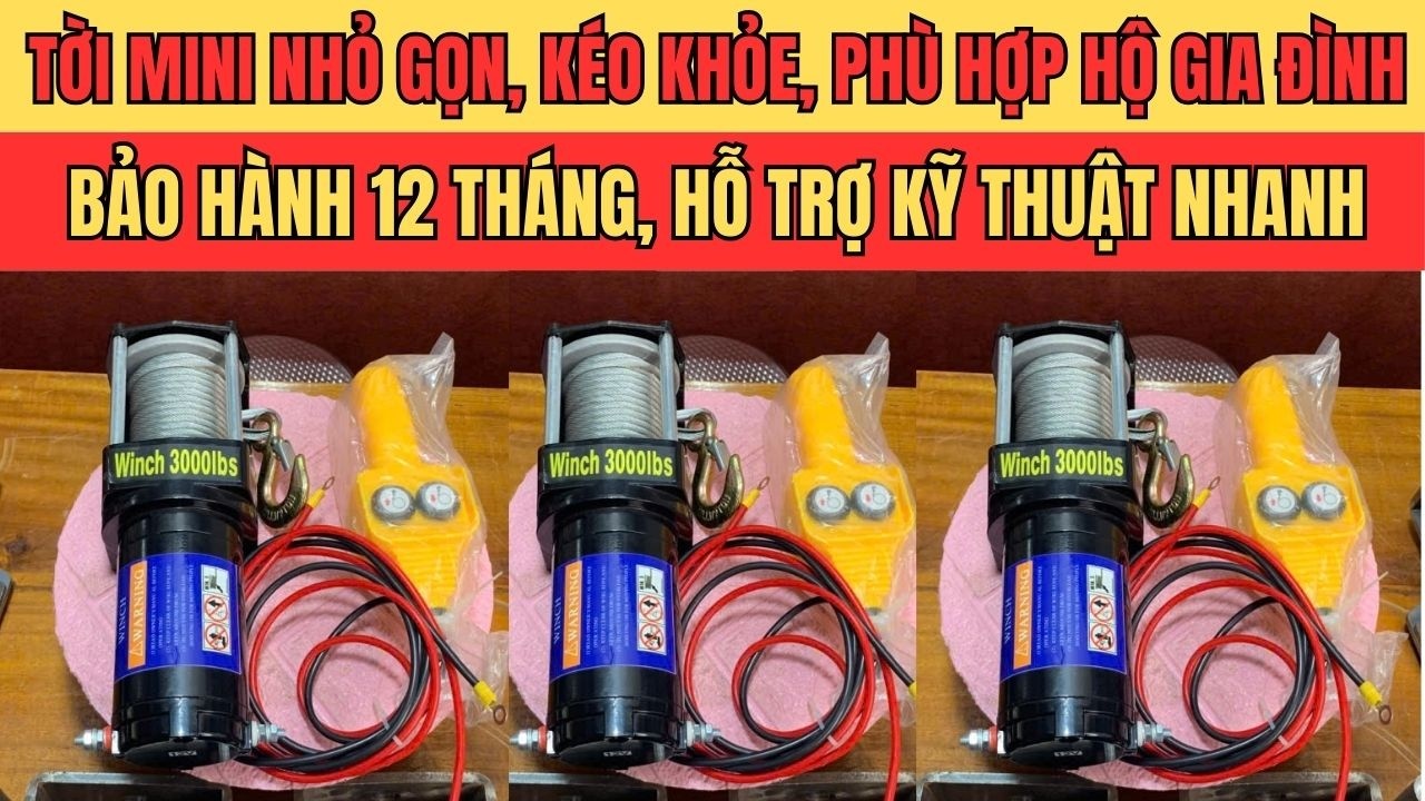 Báo Giá Tời Điện Mini 3000LBS Nâng 150KG Bảo Hành 1 Năm