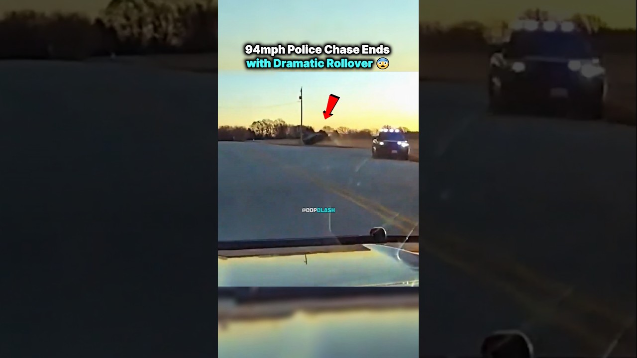 Car Dramatic Rollover During Police Chase 😨
