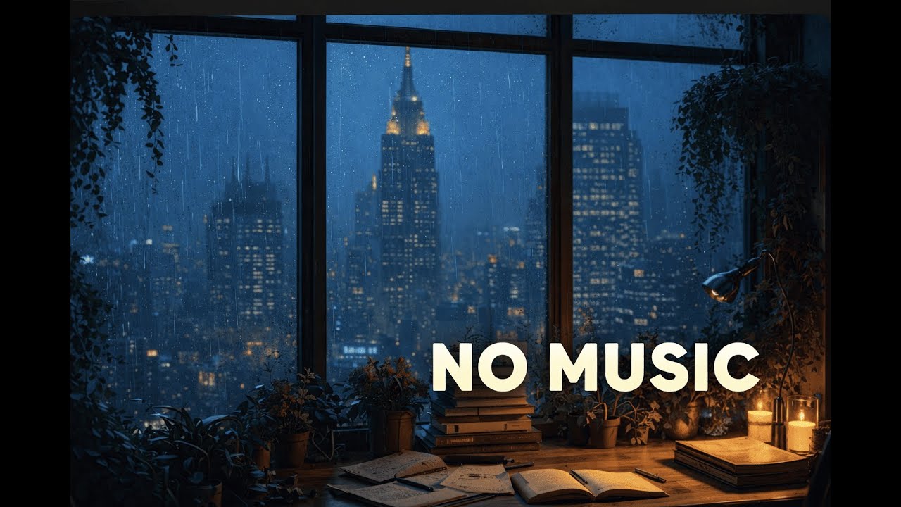 Rain on Glass in a Quiet City 🌧️ Indoor Night Rain for Sleep (No Music)