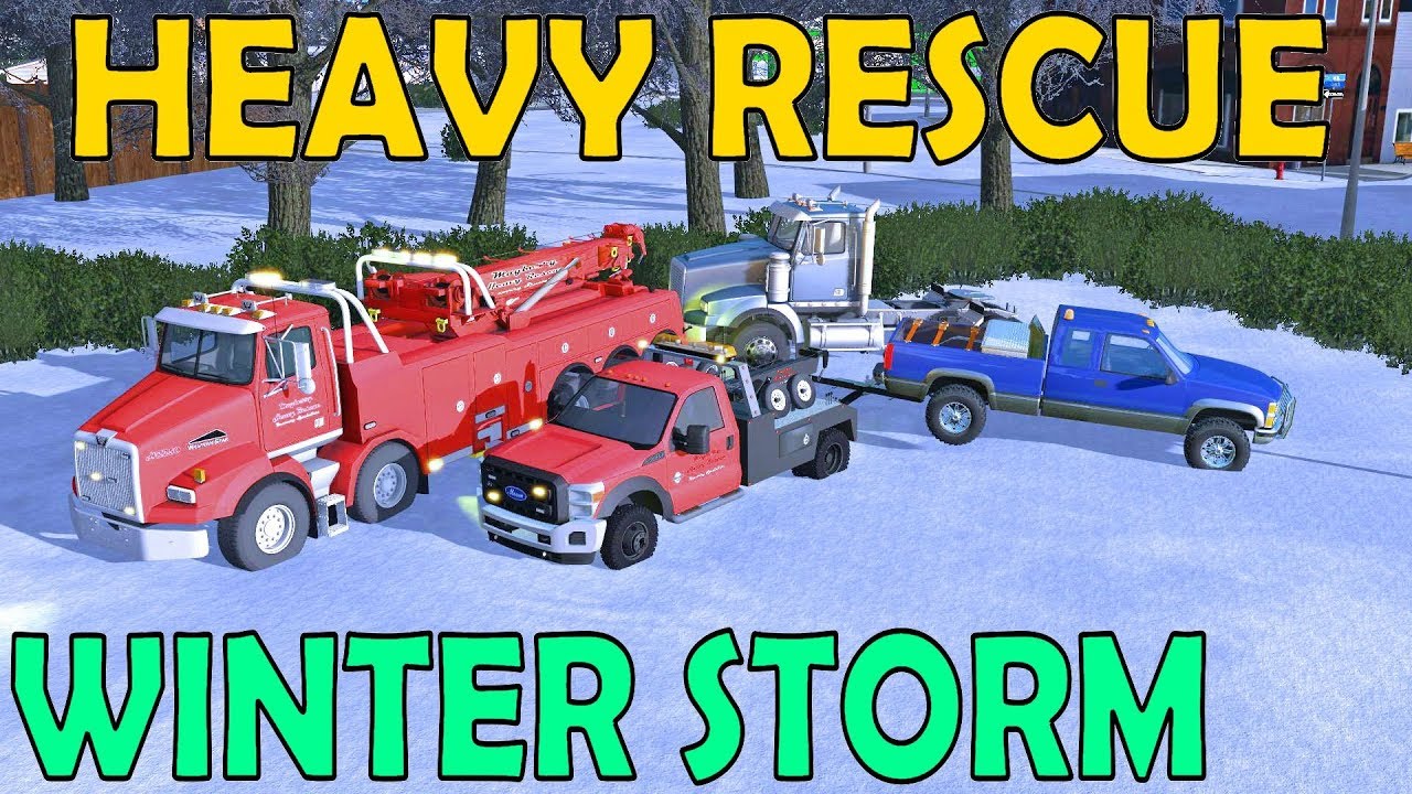 Farming Simulator 17 | Winter Storm | Heavy Rescue | Trucks Crash Off Road