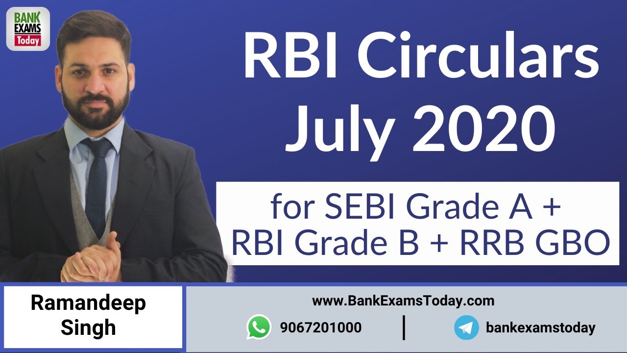 RBI Circulars July 2020 for IBPS RRB GBO Scale 2