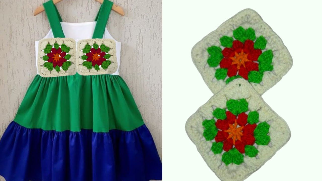 Cute Stylish Crochet Granny Sqaure  Baby frock 😍 #grannytutorial #crochetgrannysquare #crochetfrock