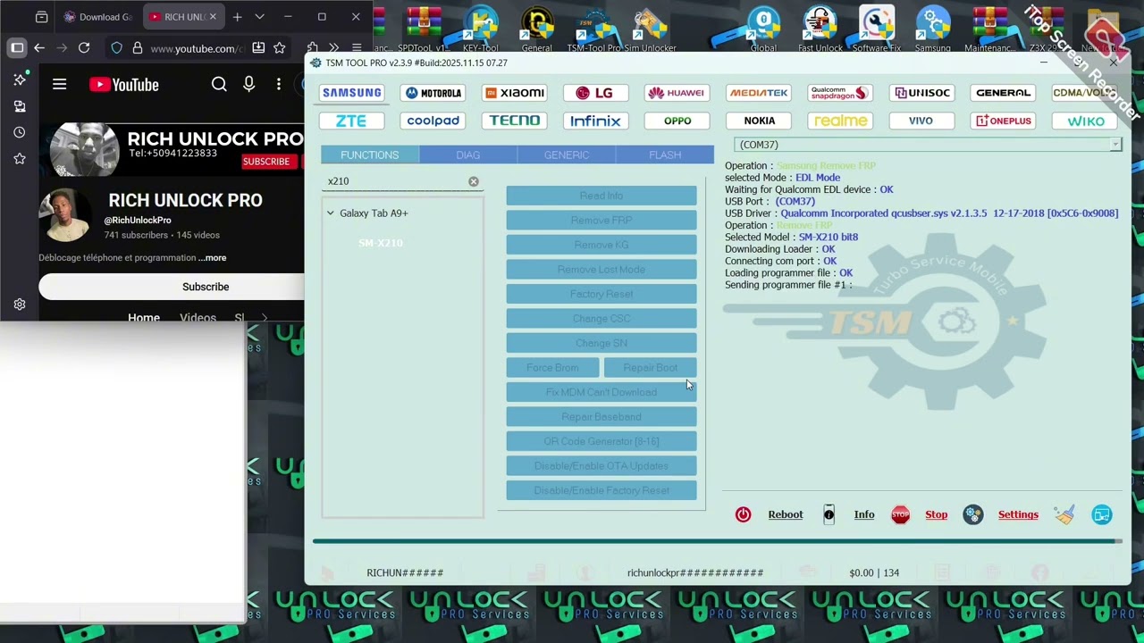 REMOVE FRP TAB A9+(SM-X210) WITH TSM TOOL PRO 