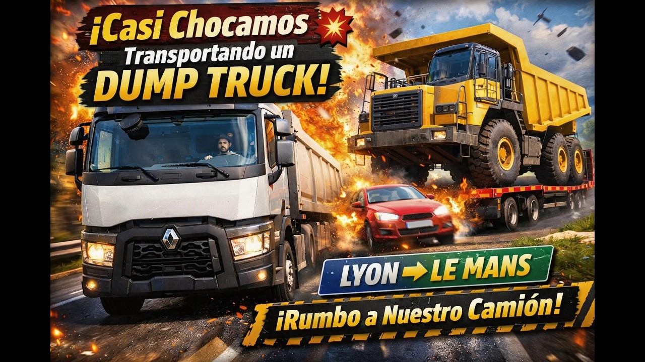 Transportando un Dump Truck en Renaul… Lyon a Le Mans con Choque Casi Fatal | Capítulo 9