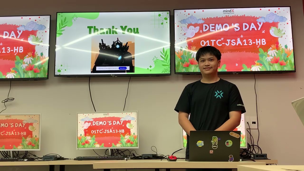 Thuyết trình cuối khoá của Nguyên Tùng JSA13 (Web Developer Advanced) tại MindX Trường Chinh