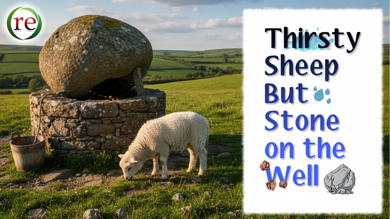 તરસ્યા ઘેટા ને કૂવા ઉપર પથ્થર - Thirsty Sheep & Stone on a Well