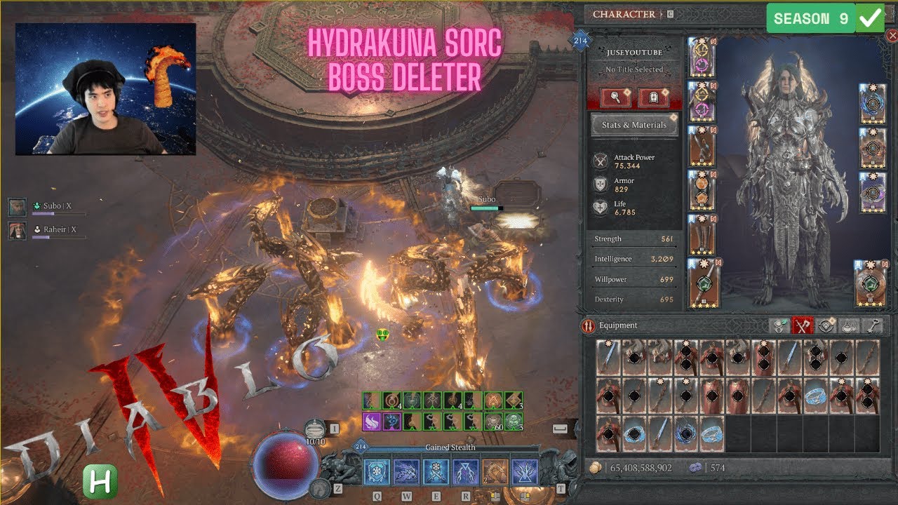3 Sec T4 Belial | Hydrakuna Sorc P214 BOSS DELETER - Diablo 4 Season 9 Day 2