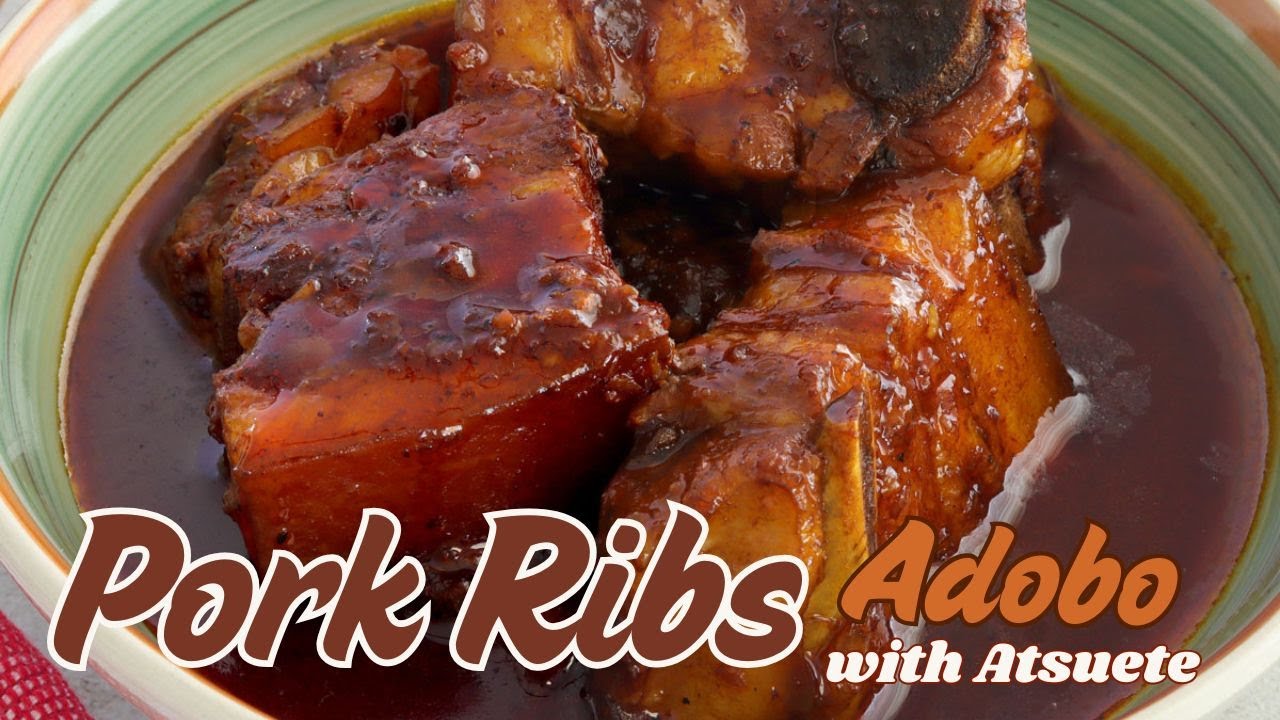 Pork Ribs Adobo with Atsuete  |  Adobong Pula