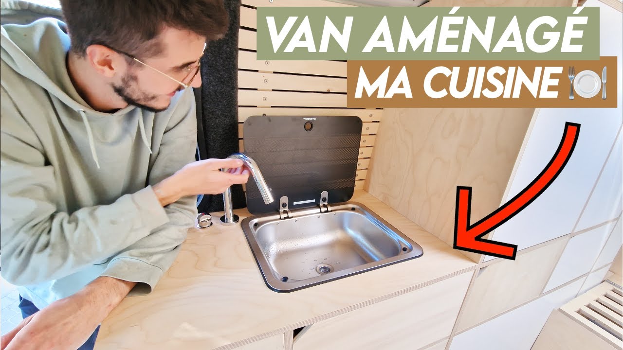 32.Meuble de CUISINE incroyable dans mon fourgon aménagé : évier, robinet, douchette DIY Van VW T5 🚐