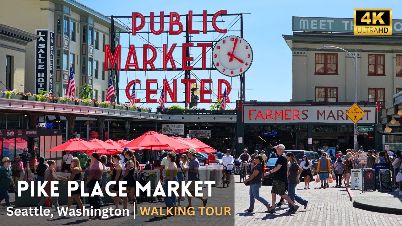 SEATTLE HISTORIC & MOST FAMOUS! Pike Place Market Full Walking Tour [4K]