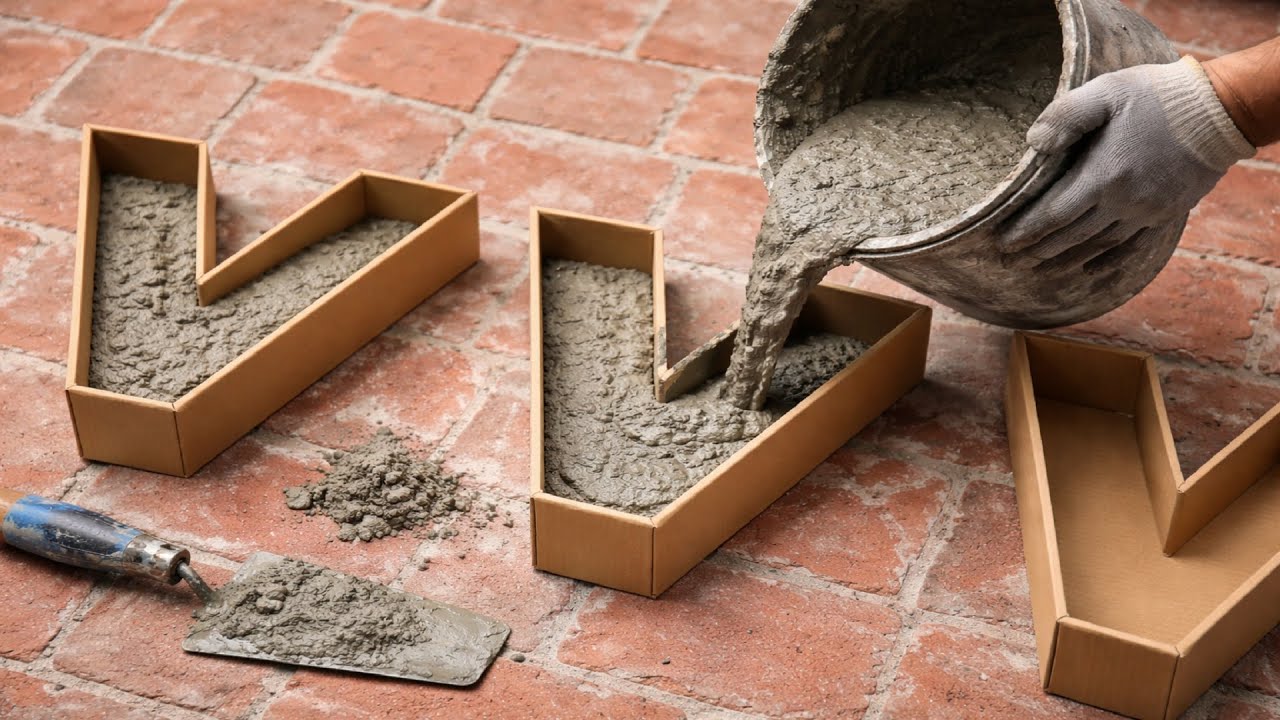 You'll be surprised what happens when you pour cement onto cardboard -  DIY home decorating tips