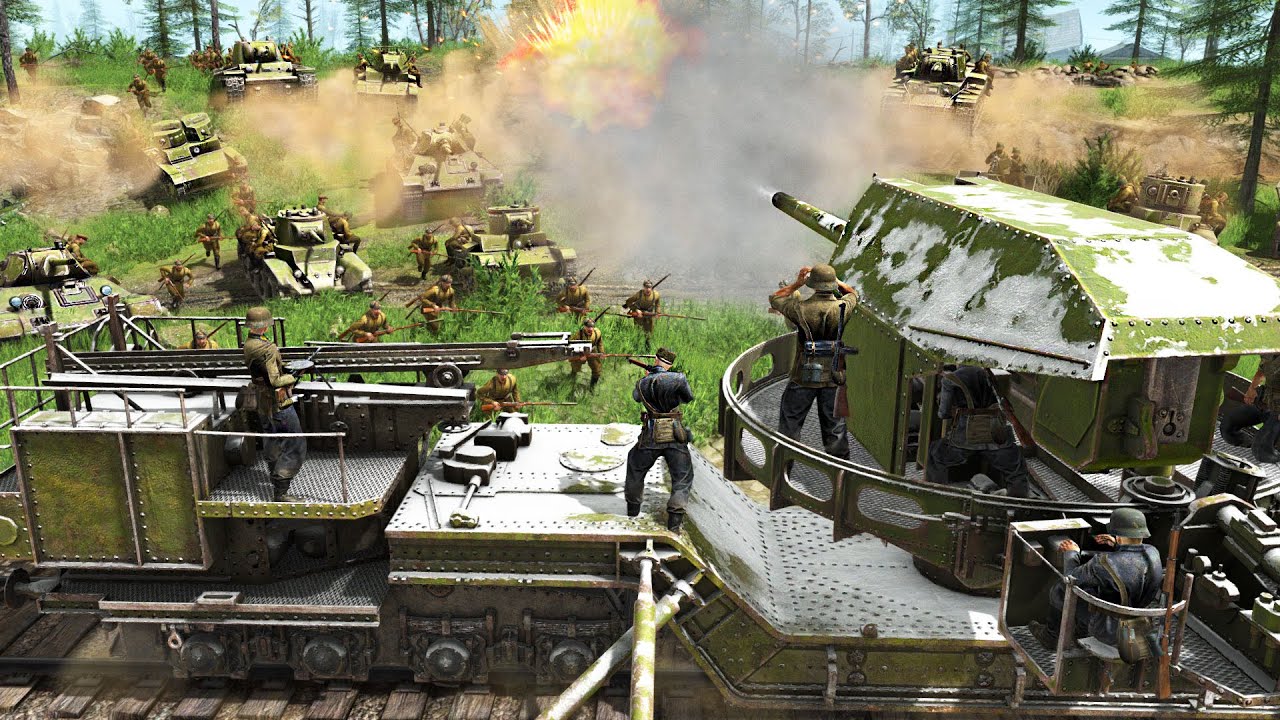 Huge RAIL GUN Defense of Russian CHARGE! - Call to Arms: Gates of Hell Battle Simulator