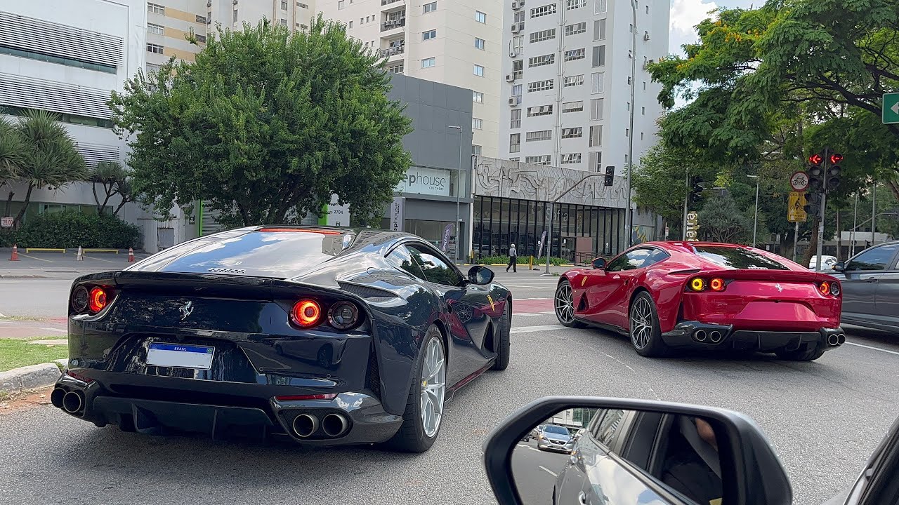 2x Ferrari 812 Superfast Rodando Pelas Ruas De São Paulo *João Vilkas*