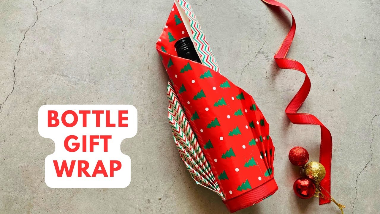 🎄How to Gift Wrap a Wine Bottle | Wrapping Bottle as Gift | Gift Wrap a Bottle of Wine for Christmas