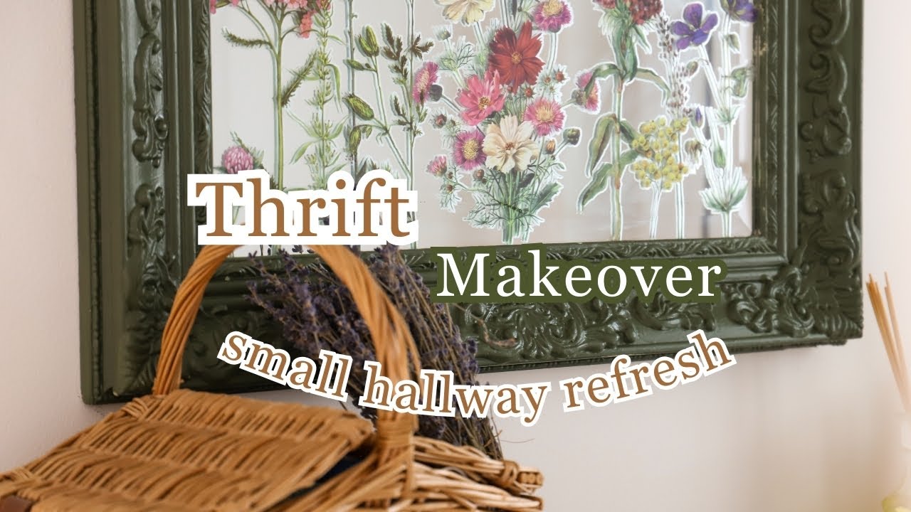 Thrifted makeover for a small hallway decor refresh - floral cottage core diy 🌸