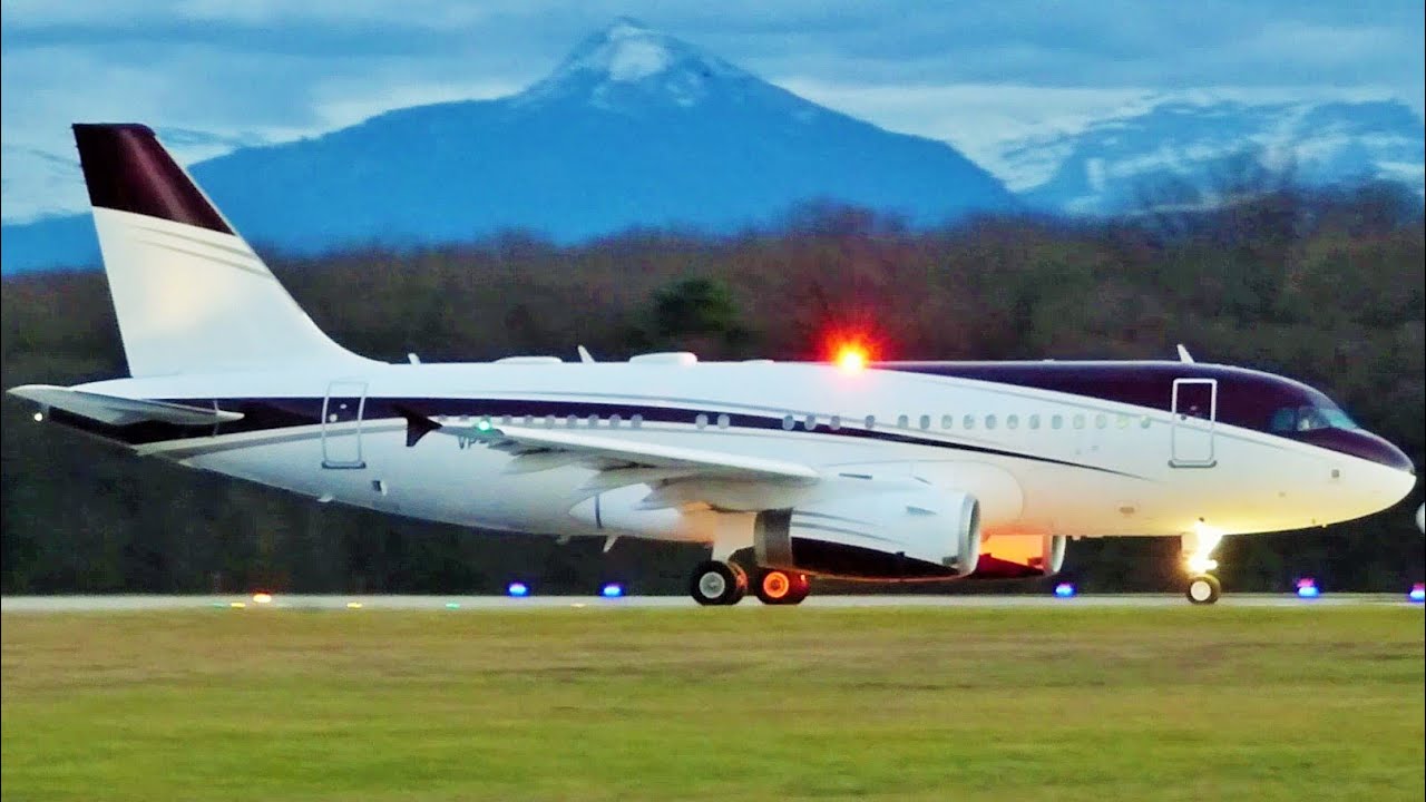 [FullHD] AMAC Airbus A319CJ landing & spool up at Geneva/GVA/LSGG