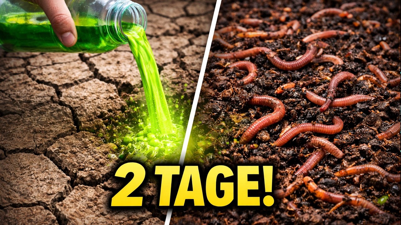 Gieße das auf toten Boden – nach 2 Tagen wimmelt er voller Regenwürmer