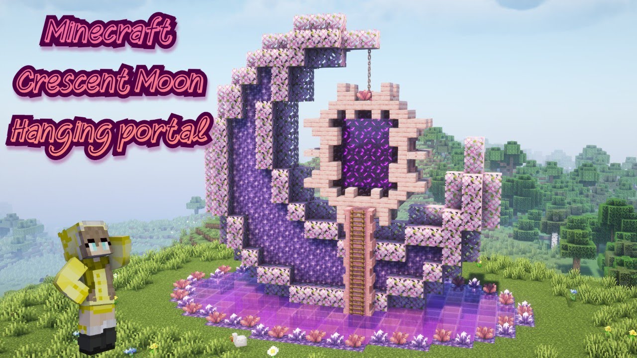 Minecraft | How To Build Crescent Moon Portal Design [ Tutorial ]