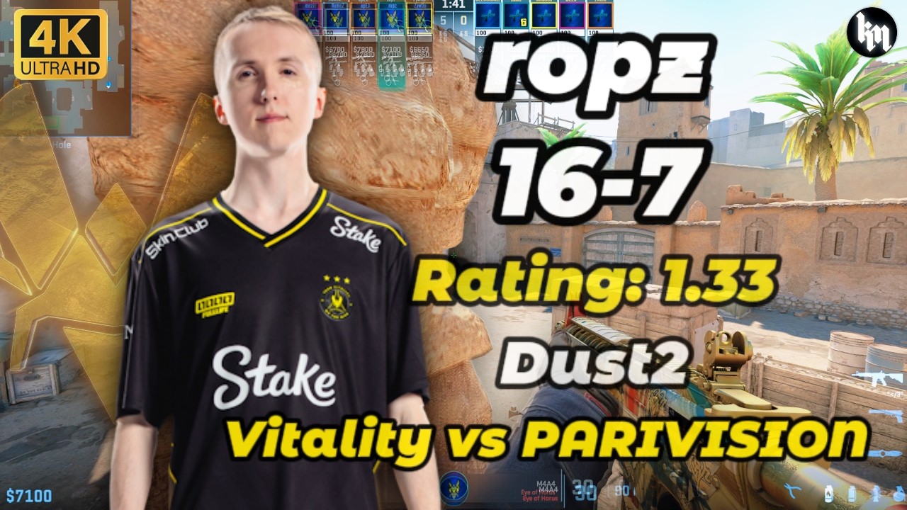 ropz (16-7) Vitality vs PARIVISION (Dust2) PGL Cluj-Napoca 2026 #cs2 #vitality  #ropz
