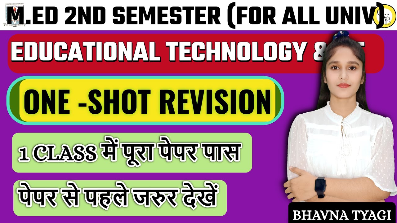 M.ED 2nd sem |ONE SHOT REVISION|EDUCATIONAL TECHNOLOGY &ICT|CC-8| By Bhavna Tyagi