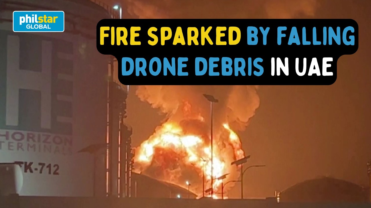 Fire sparked by falling drone debris sill rages near UAE fuel depots