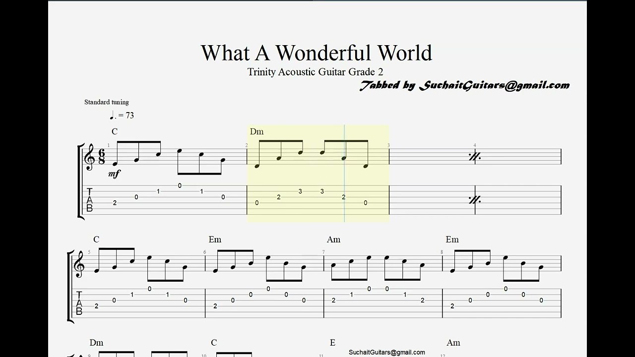 What a Wonderful World (guitar only track) - Trinity Acoustic Guitar Grade 2 lesson