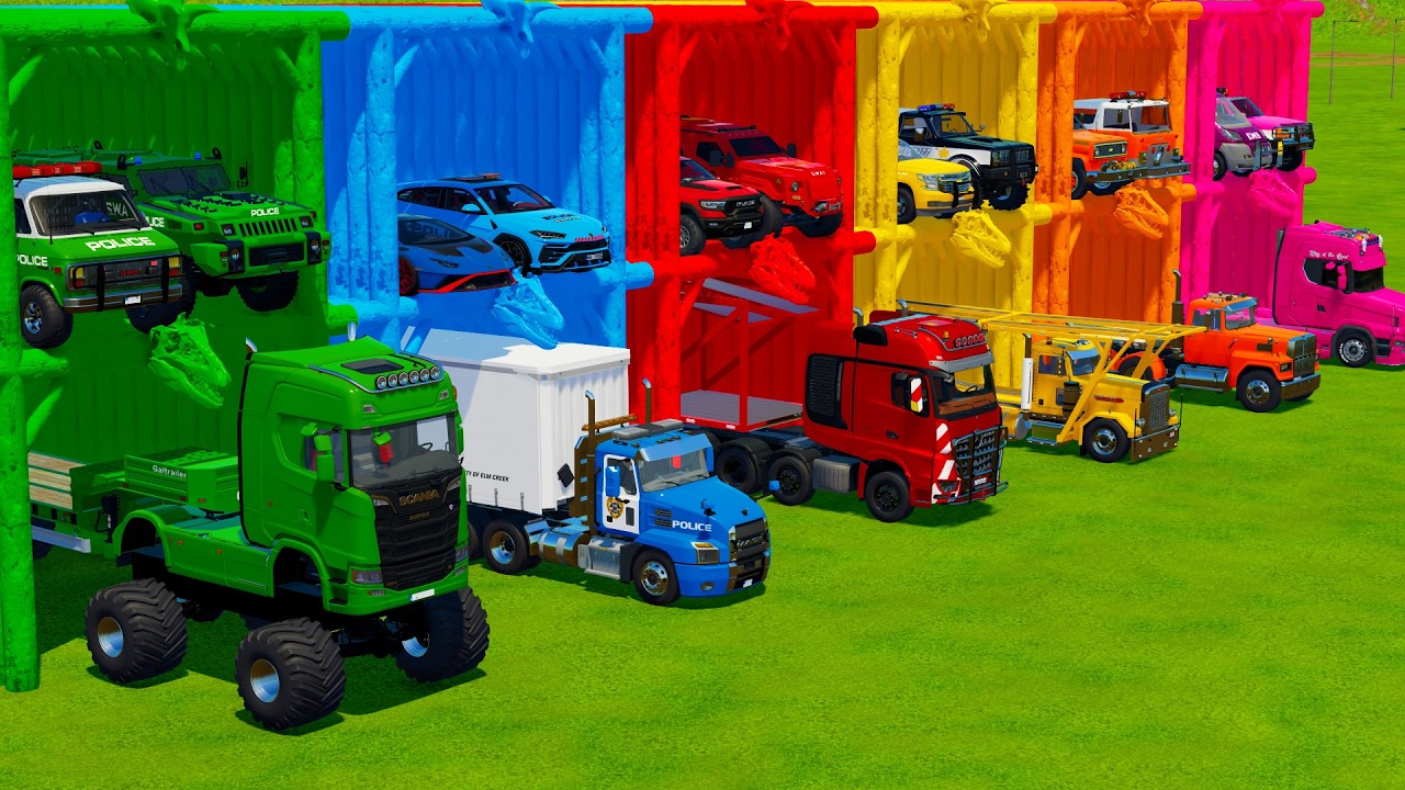 TRANSPORTING POLICE CARS, FIRE TRUCKS and AMBULANCE with MAN TRANSPORTERS! Farming Simulator 22