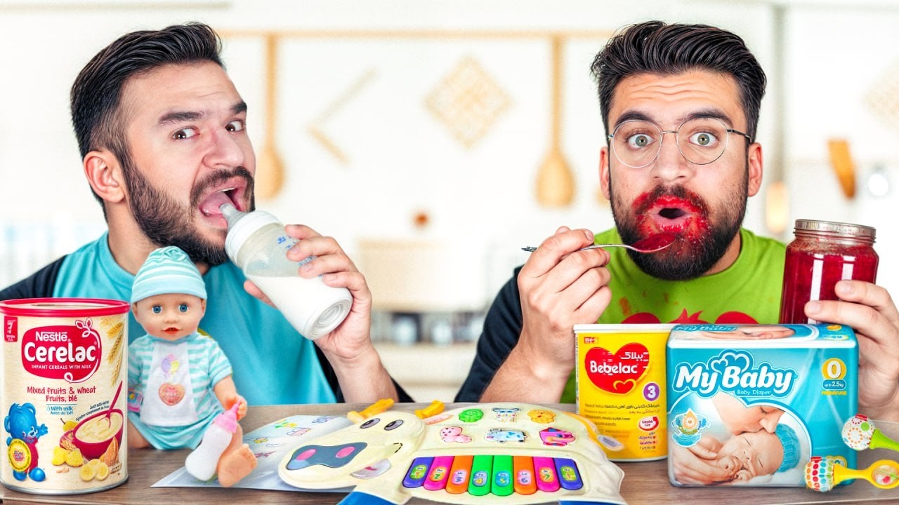 اگه یه روز فقط از وسایل نوزاد ها استفاده کنی چی میشه !  ( پوشک بستیم 😐)