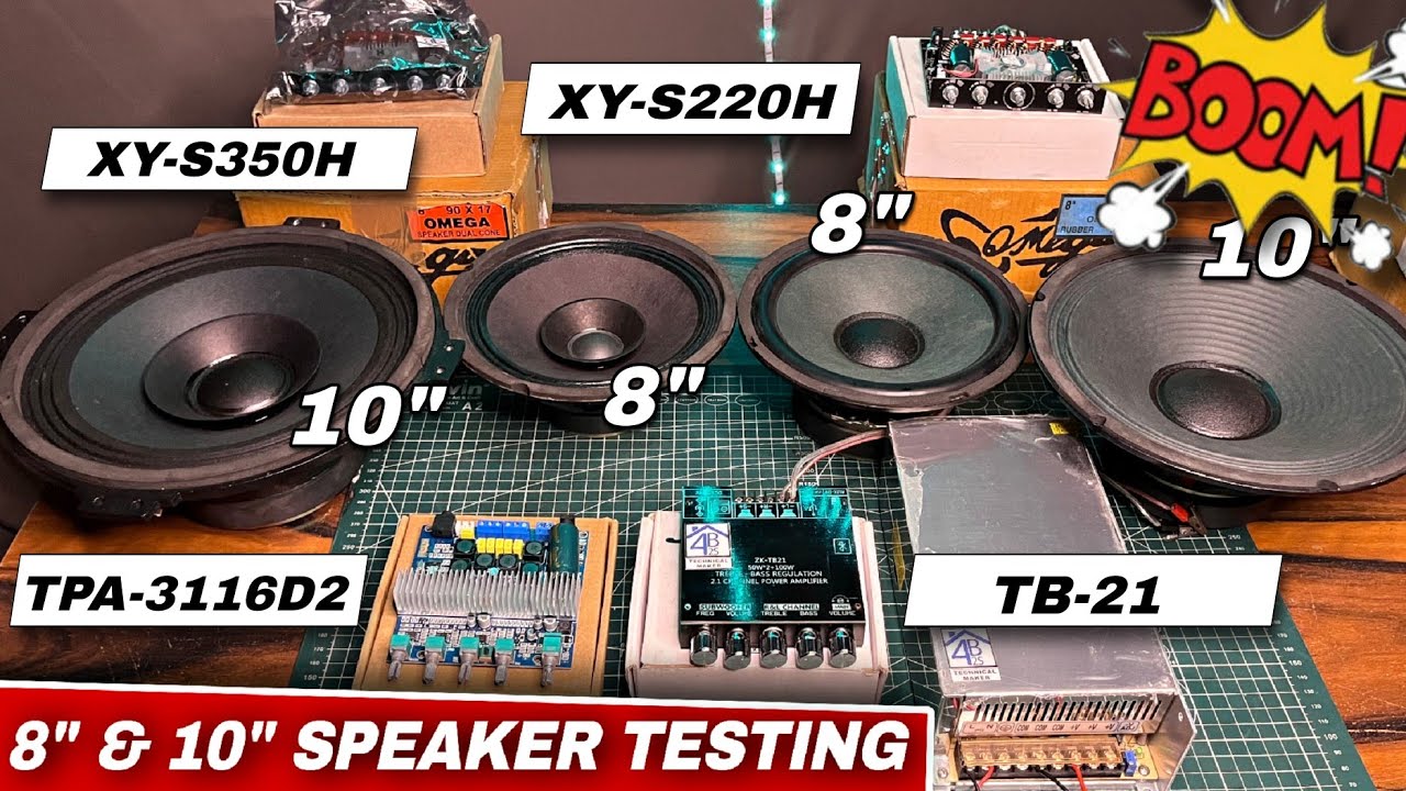 High quality omega - 8 inch & 10 inch speaker woofer testing 🔥✅ | tpa 3116, tb-21, xy-350h, xy-s220h
