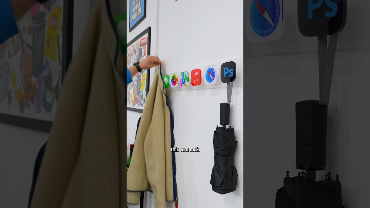 I designed a coat rack inspired by my MacBook dock icons.