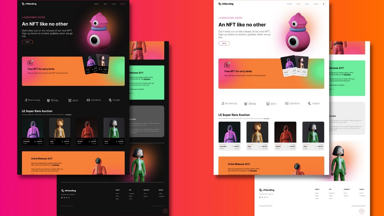 React Responsive NFT Website Design with Dark/Light Mode ☀️