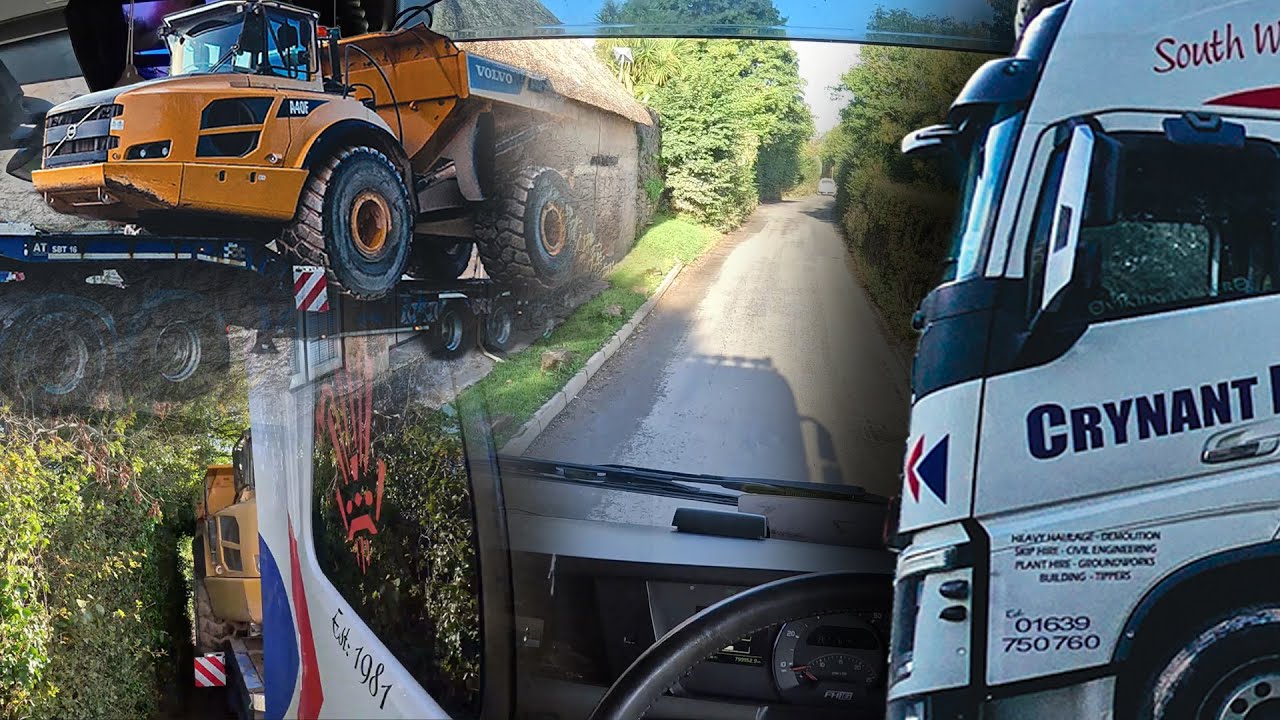 Kamieniołom Stoneycombe do A38 z Volvo A40, szerokim i ciężkim. Wąskie pasy i duży ruch.