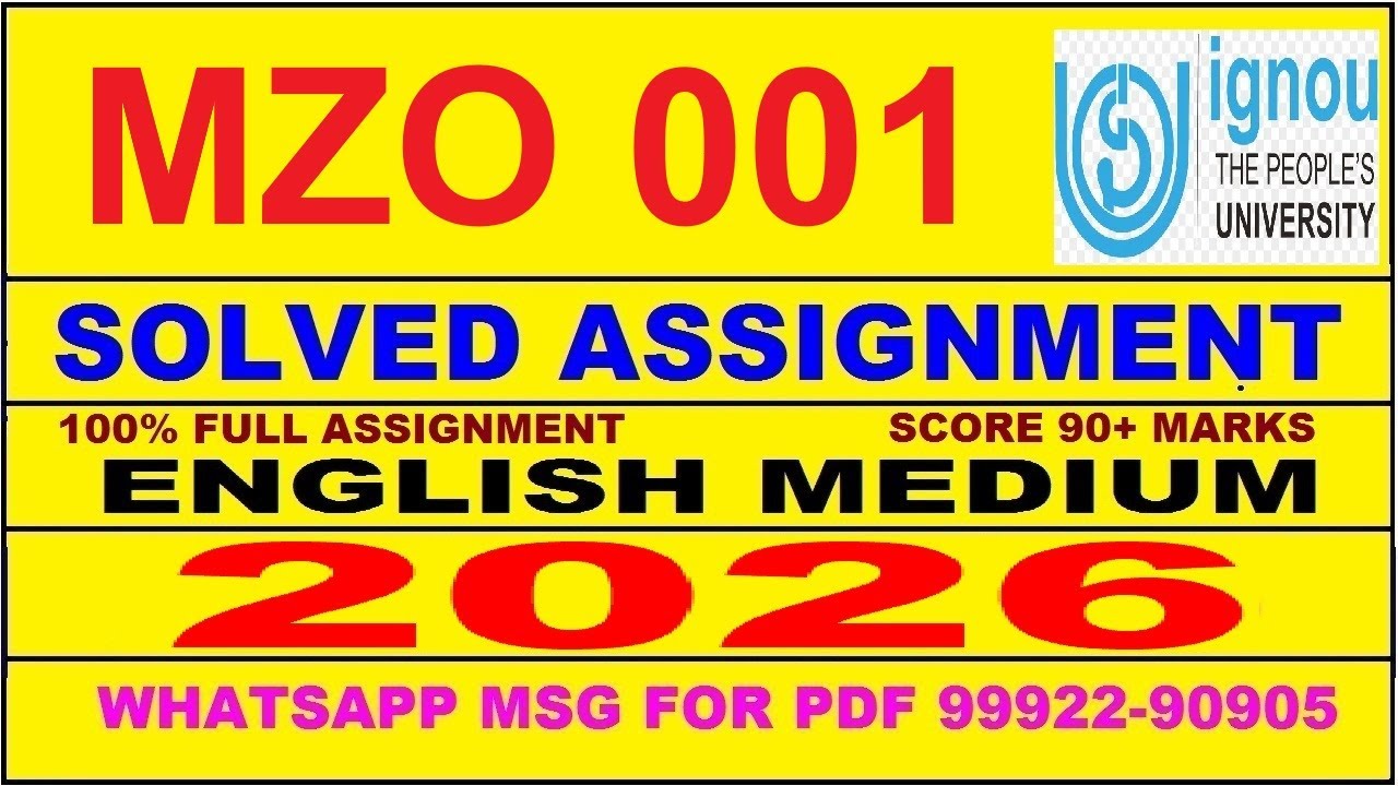 MZO 001 solved assignment 2026 in English || mzo 001 solved assignment 2026 || ignou mzo001 2026