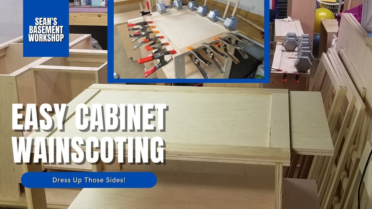 Kitchen Cabinet Build Part 23 - Dressing Up Boring Cabinet Ends with Shaker Wainscoting - SBW#56