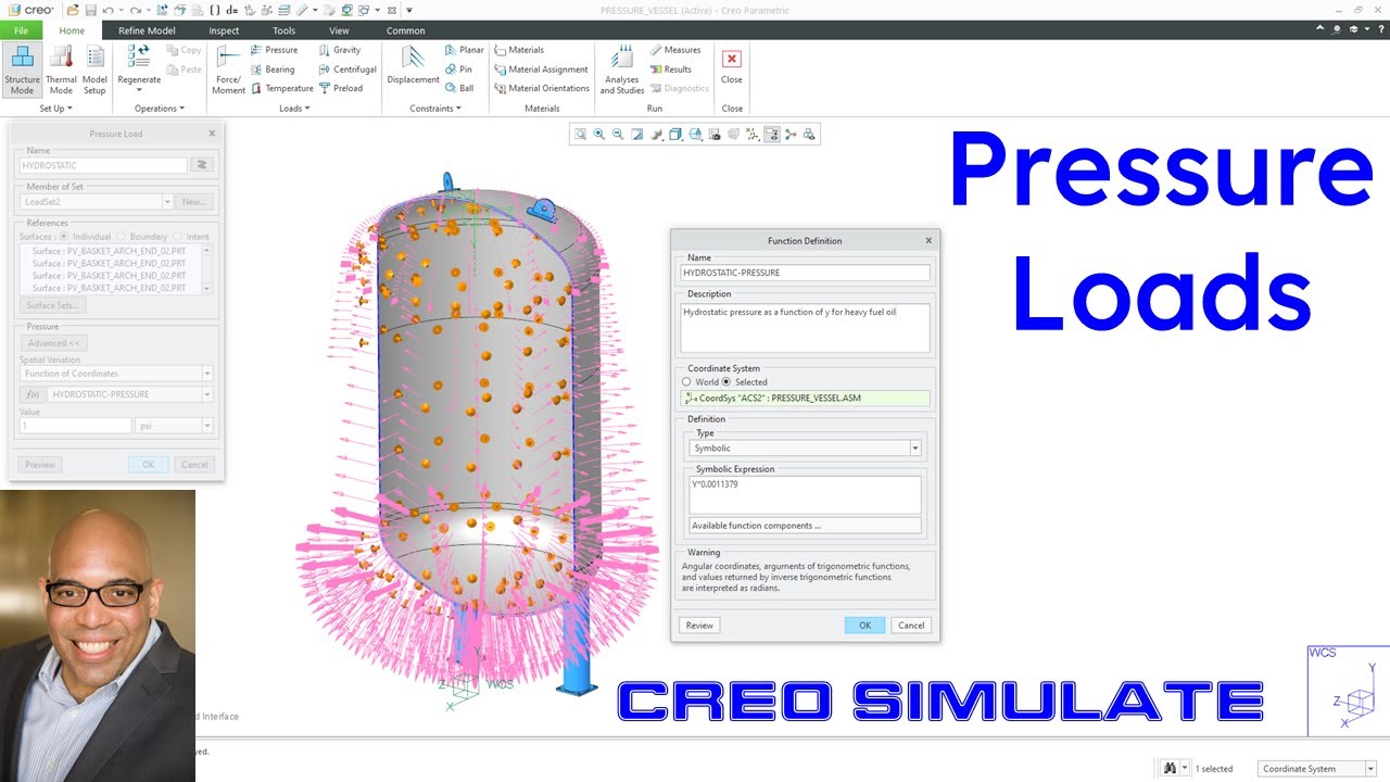 Creo Parametric - Creo Simulate - Нагрузки давления
