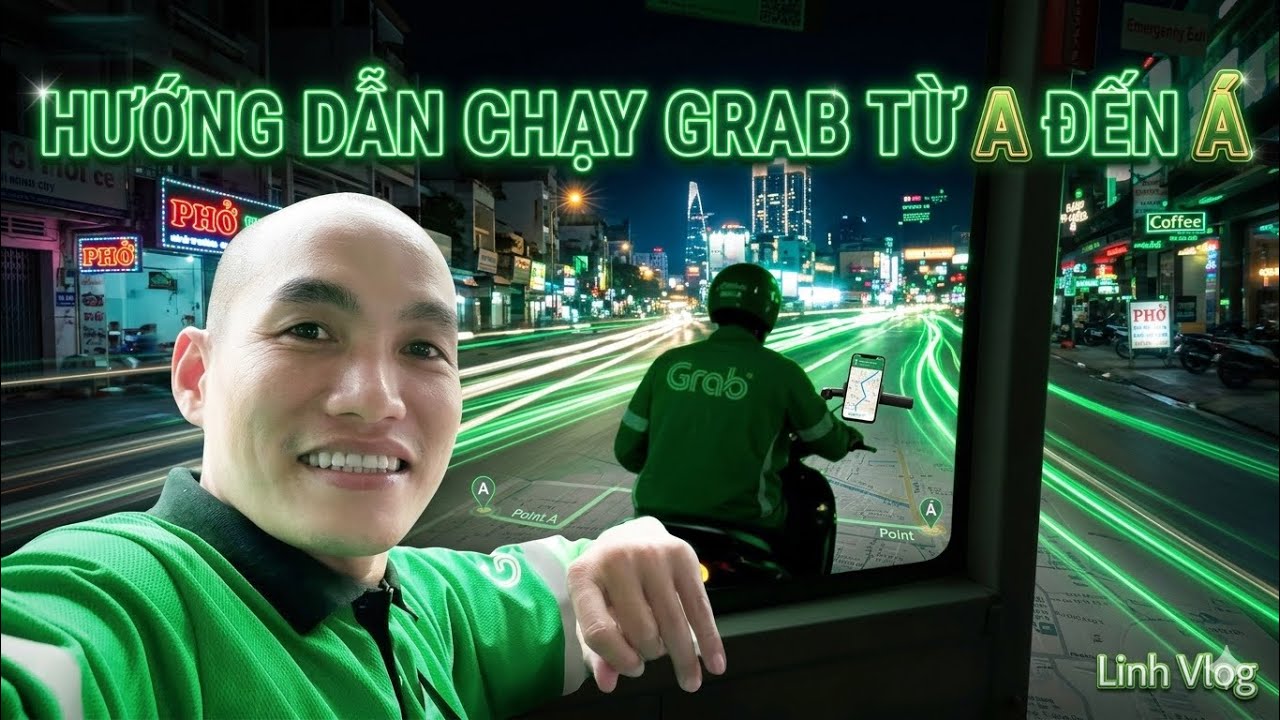 Hướng dẫn chạy Grab từ A đến Á – Xem xong video này AE tự tin ra xe chạy kiếm lúa 100% || LINH VLOG