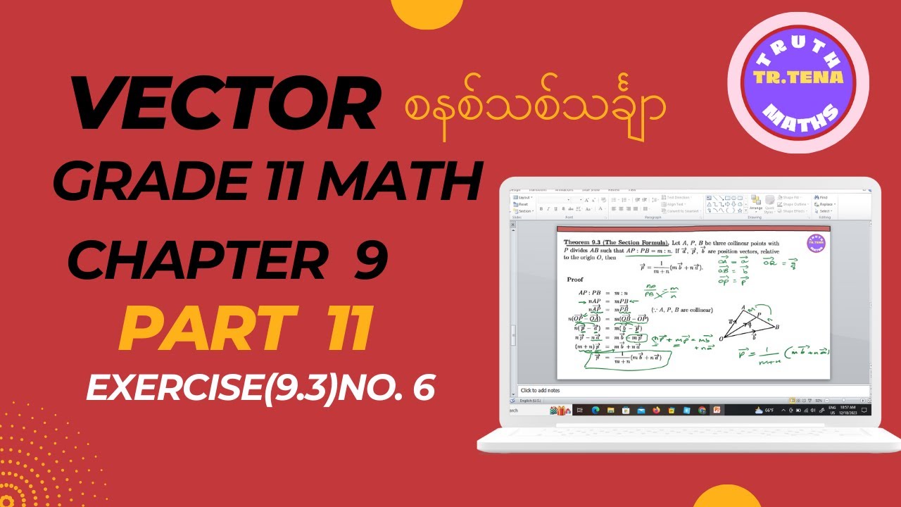 Grade11 maths chapter9, Exercise(9.3)No.6,vector , Tena
