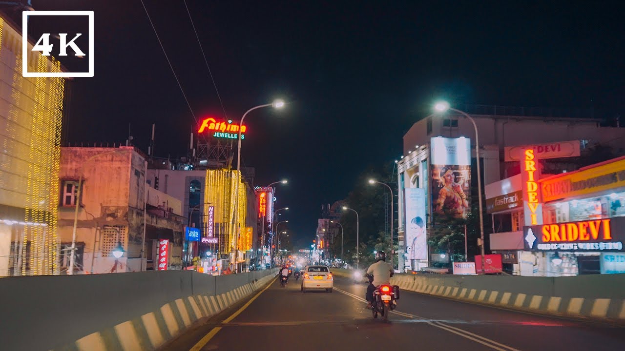 Night Driving Chennai City | T.Nagar Roads | 17KM Drive - 4K