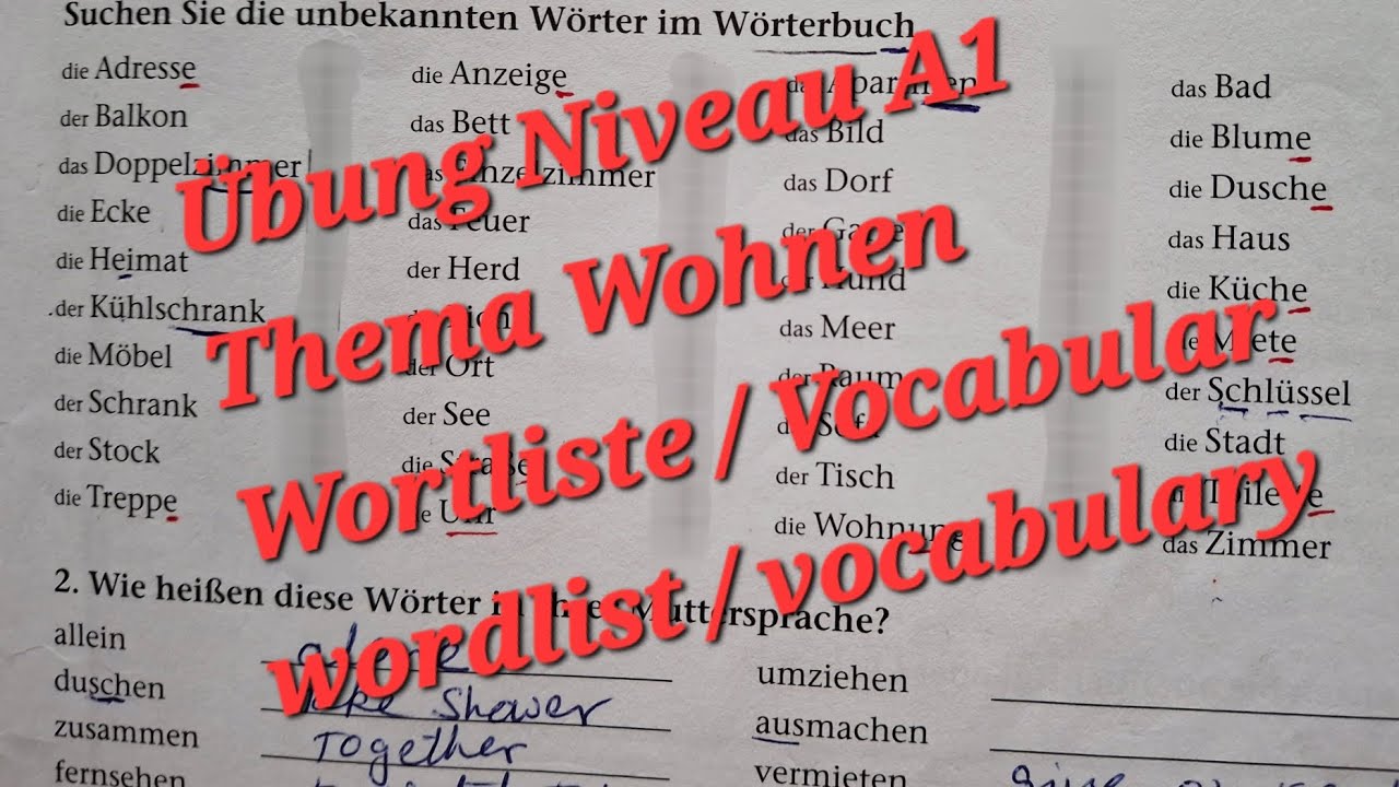 Übung-Practice,  Niveau A1-Level A1, Wörter-words, Vocabulary-vocabulary  #onlinegermana1withme2804 