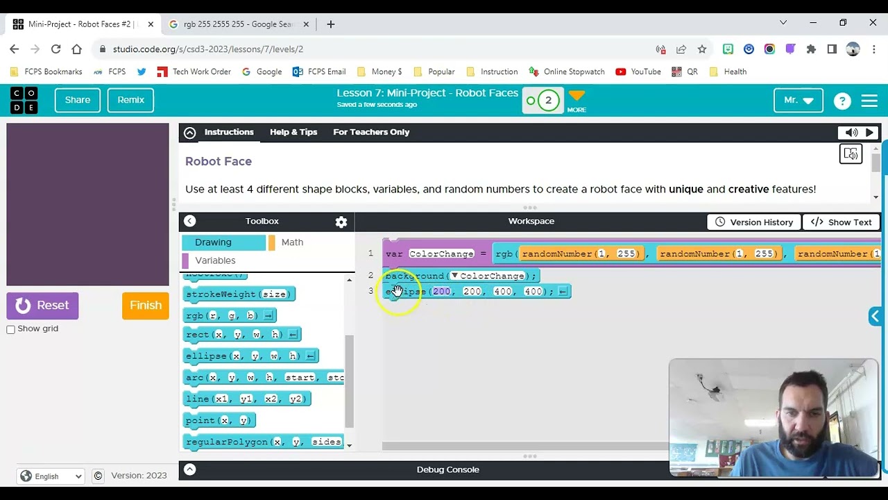 Game Lab   Variables  Random Numbers for Color Changing