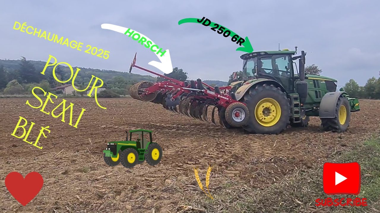 déchaumage  semi du blé 2025 #blé #preparation #jd 