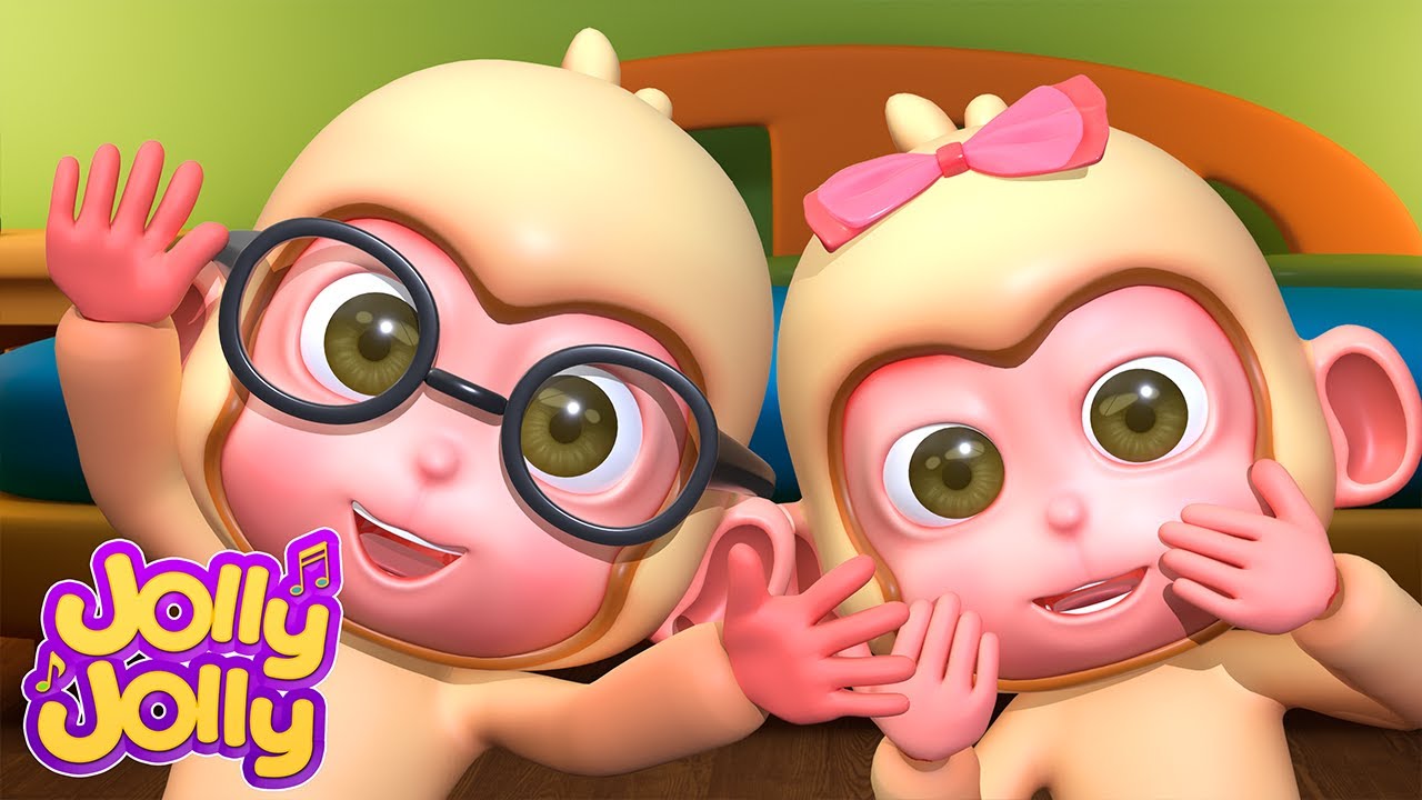 Five Little Monkeys Jumping On The Bed | Jolly Jolly Nursery Rhymes & Kids Songs