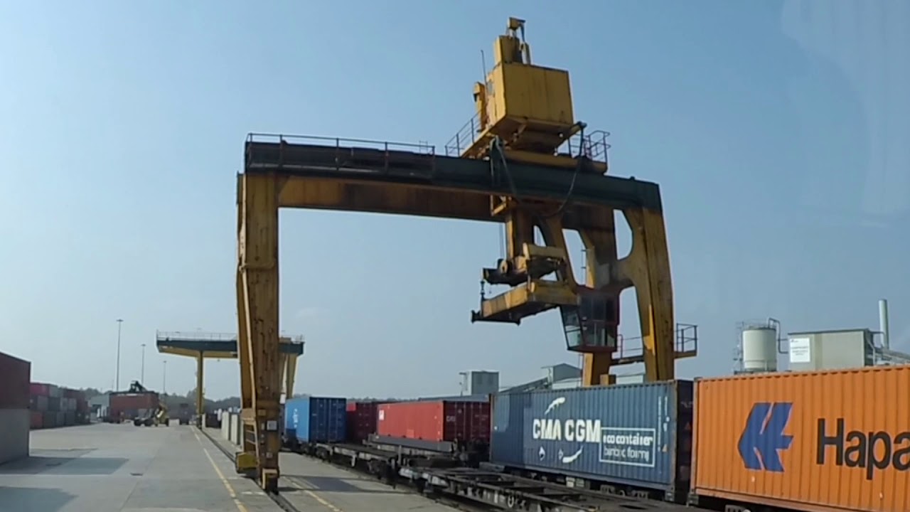 Loading Containers on to trains.